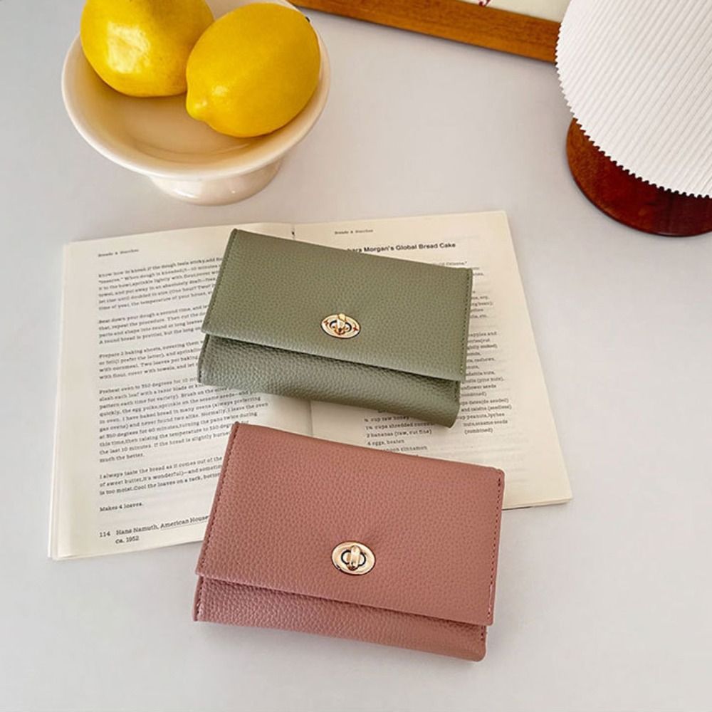 Fashion Mini Short Wallet PU Leather Large Capacity Money Bag Solid Color Coin Purse Girl