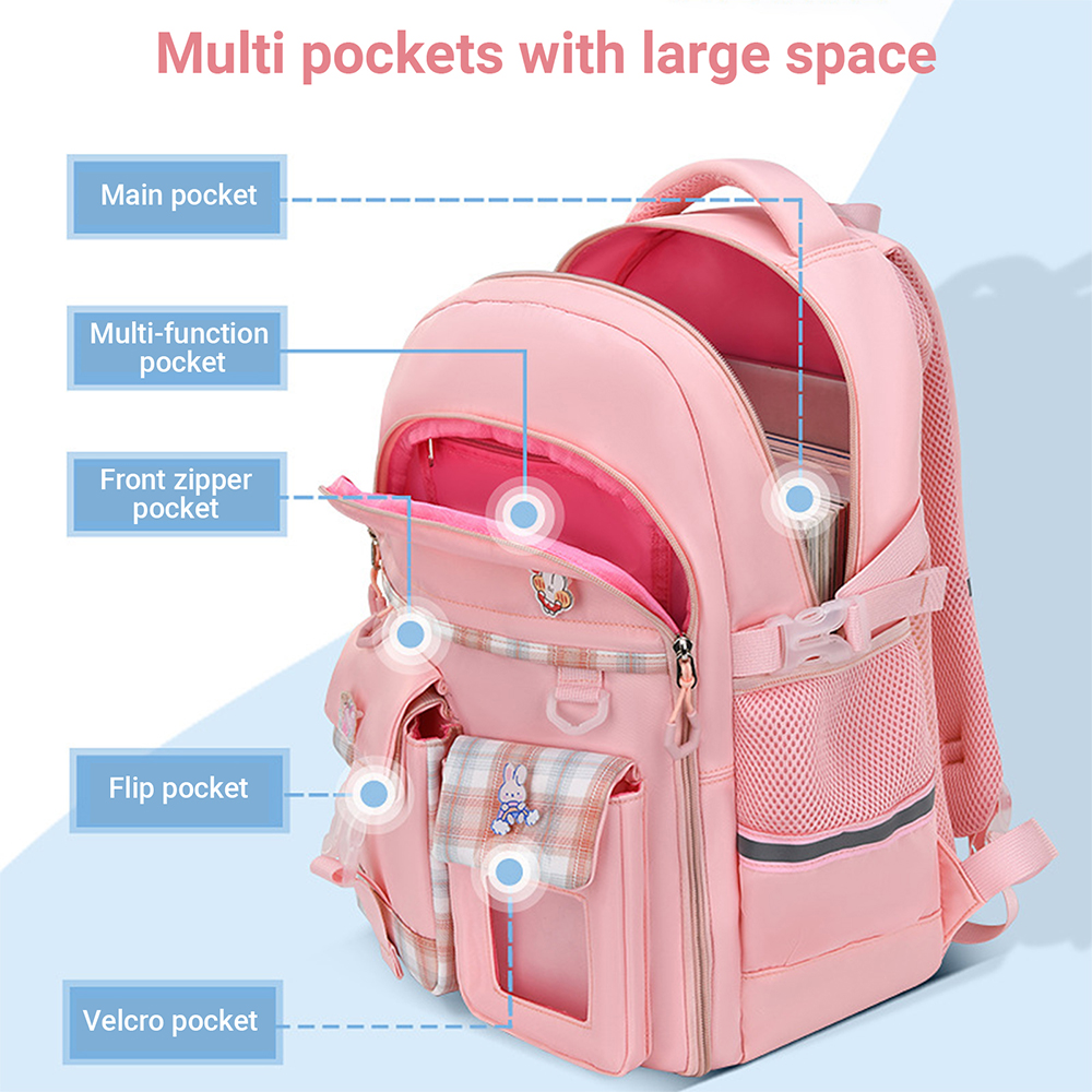 New plaid children trolley bags for elementary school students schoolbag girls trolley bags 3-6 grades girls large capacity ultr