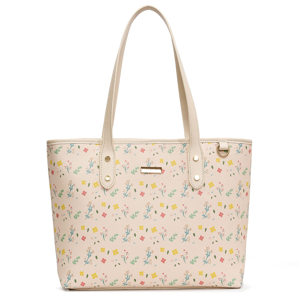 Women PU Floral Tote Bag Fashion Shoulder Bag Large Capacity Simple Tote Handbag Aesthetic Trendy Work Hobos Outdoor Travel Bag