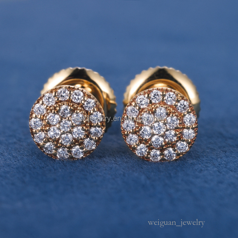 Fine Jewelry S Sier 9k 10k 14k Soild Gold D VVS Moissanite Lab Grown Dia Round Stud Earrings For Women Men