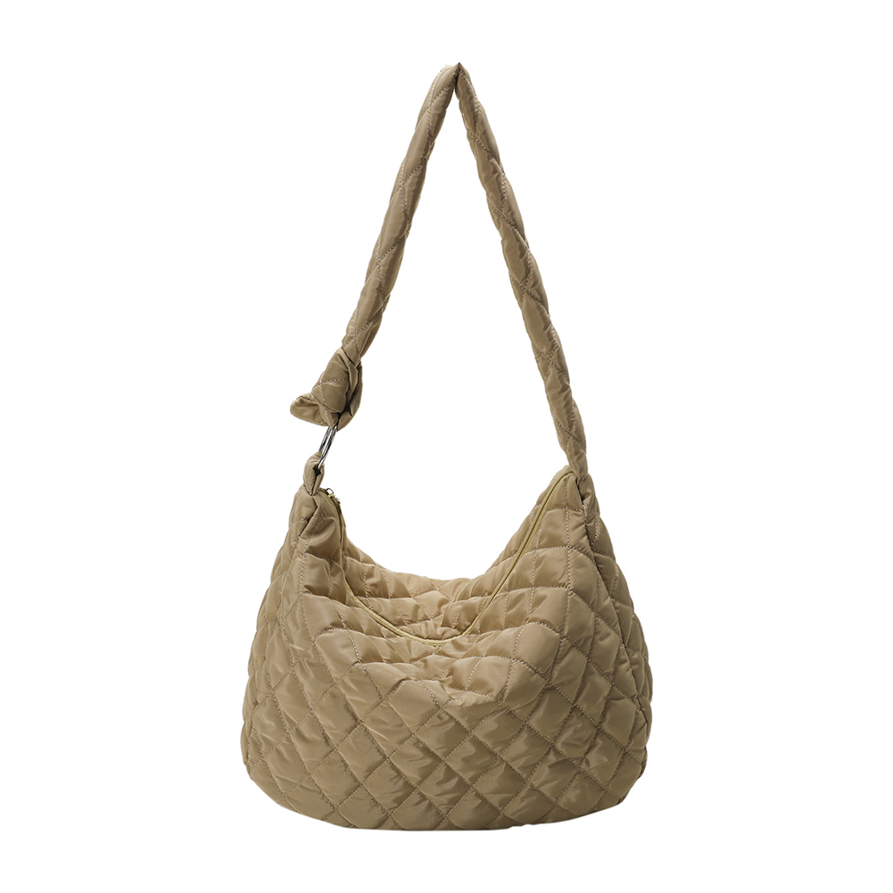 Large Capacity Messenger Bag Solid Color Quilted Crossbody Bag Soft Cotton Lightweight Casual Zipper for Women Birthday Gift