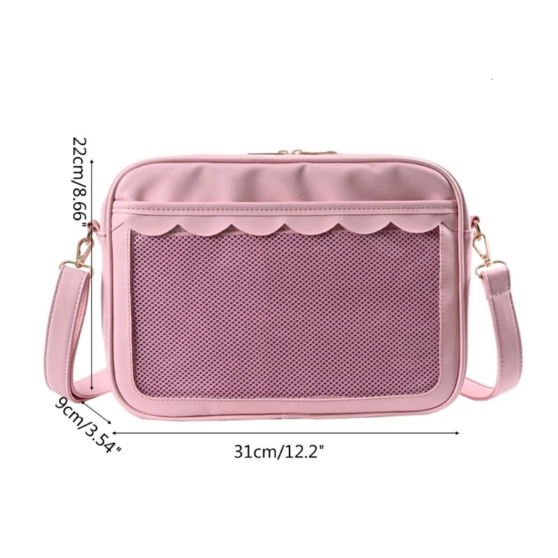 Japanese Harajuku Ita womens bag PU transparent pocket Itabag high school girl uniform JK cross body shoulder bag 241107