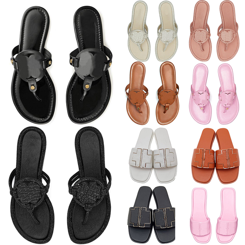 fast shipping miller metallic Slippers snake leather sandal designer slides slipper womens white black patent yellow pink Silver flip flops ladies
