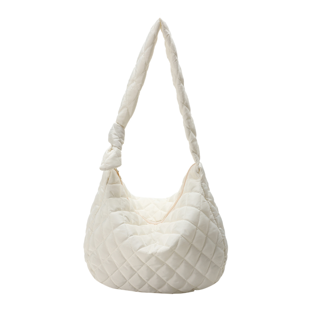 Large Capacity Messenger Bag Solid Color Quilted Crossbody Bag Soft Cotton Lightweight Casual Zipper for Women Birthday Gift