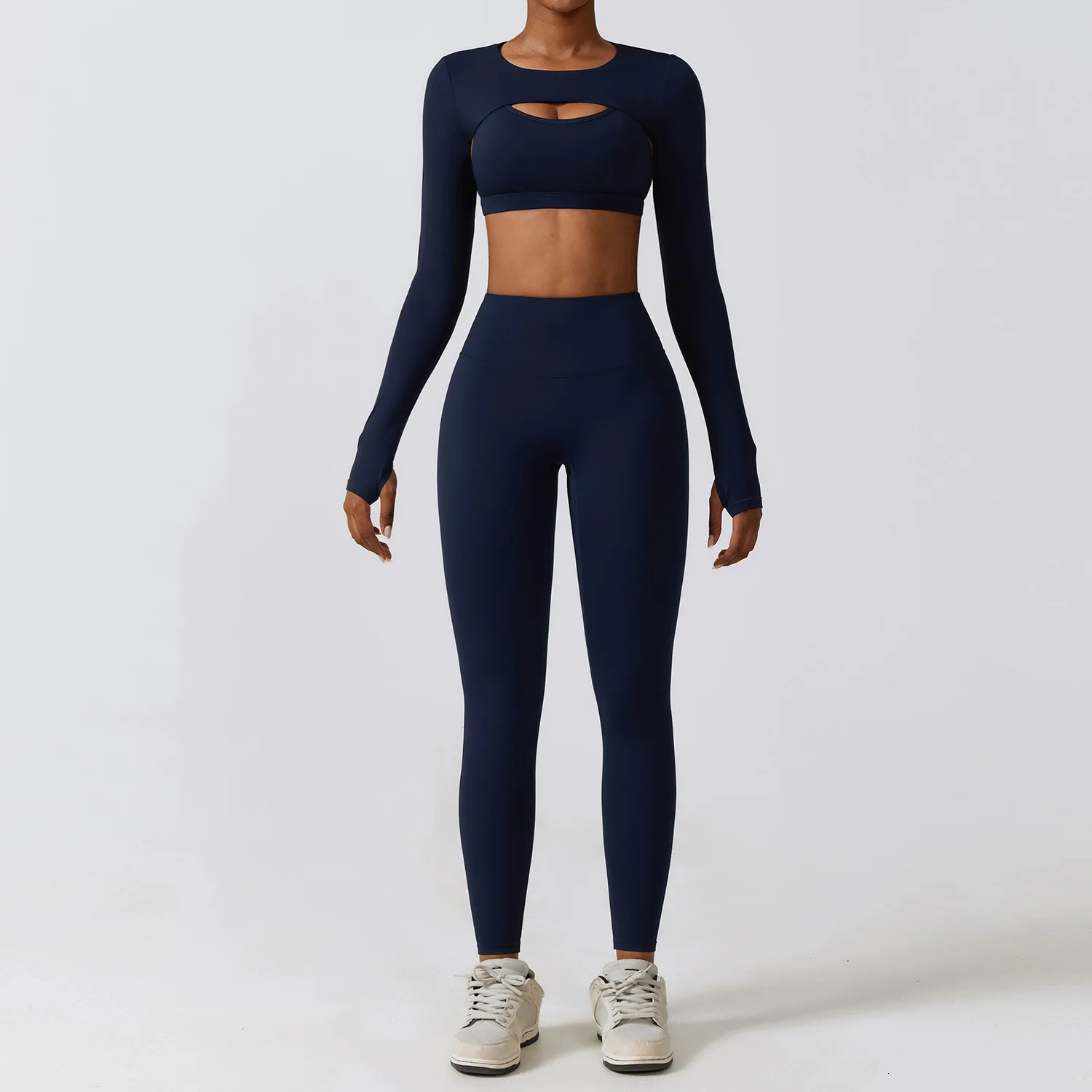 Sportswear Yoga Set Womens Workout Clothes Athletic Wear Sports Gym Legging Seamless Fitness Bra Crop Top Long Sleeve Yoga Suit240325
