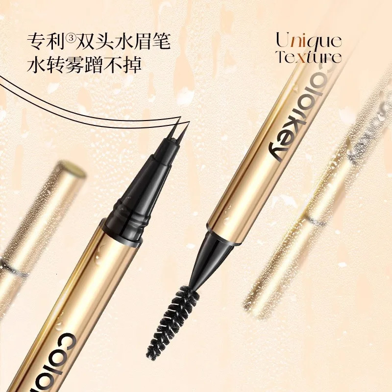 Colorkey Little Gold Mix Double Fork Water Eyebrow Pencil Wild Eyebrow Long Duration No Removal of Eyebrow Powder 241107