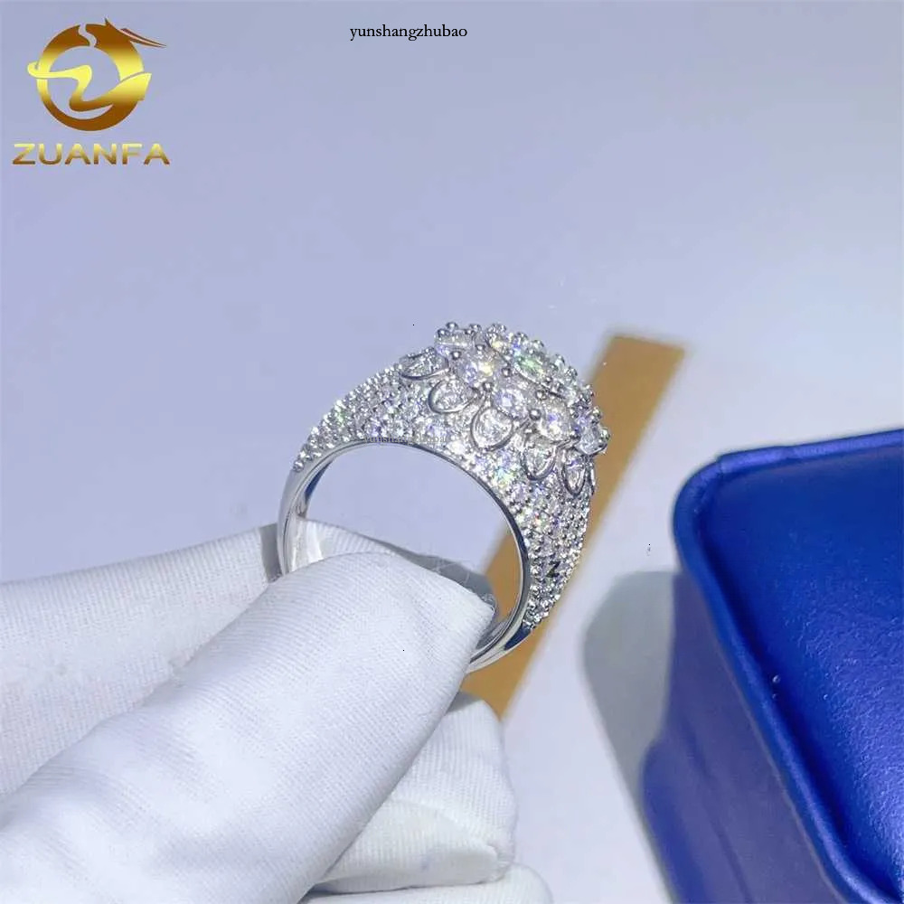Band Rings New arrival fine jewelry sterg sier iced out dia hip hop mens moissanite ring Free shipping