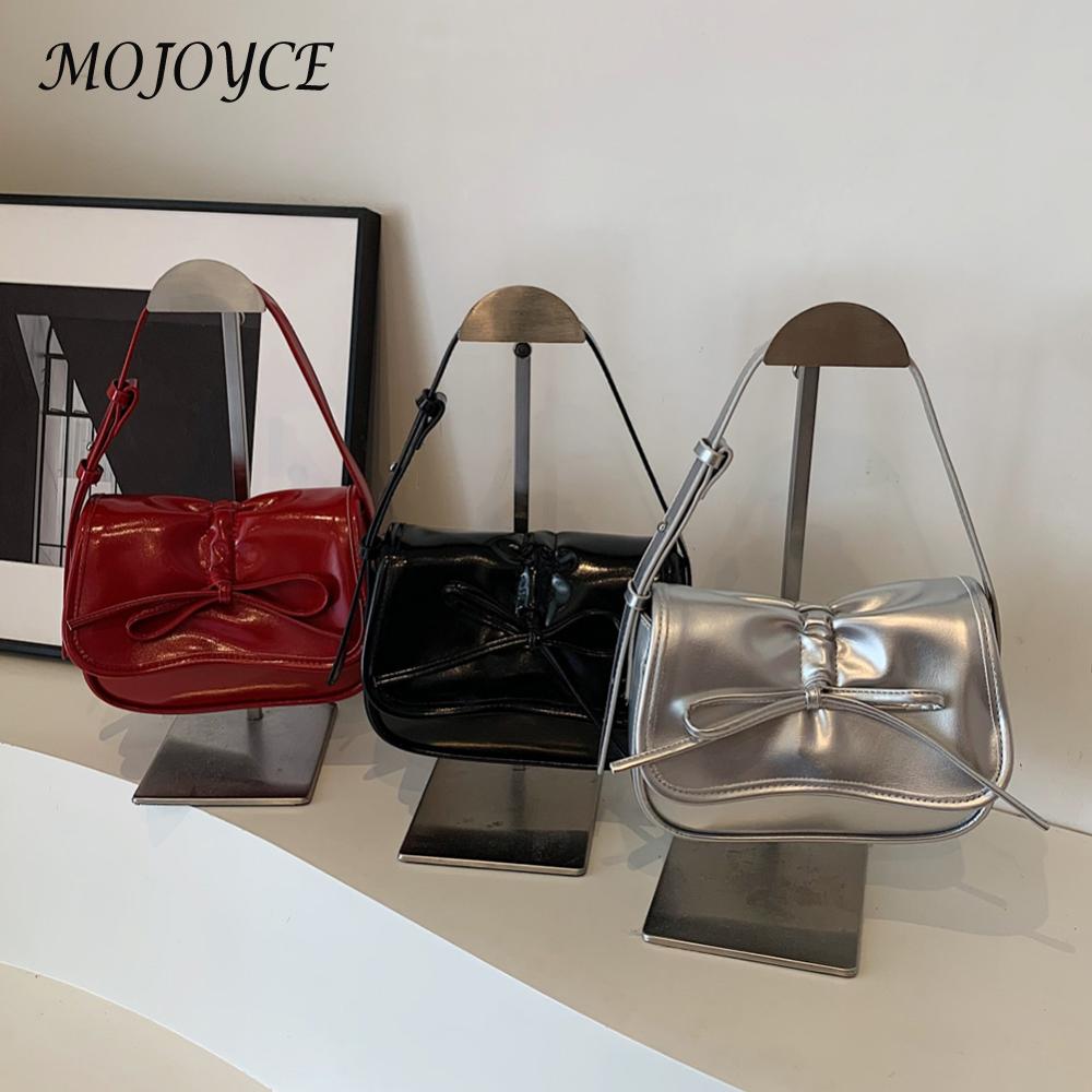 Underarm Bag for Women Bow Tie Crossbody Bag Pu Leather Adjustable Strap Hobo Bag Clutch Purse for Travel Work