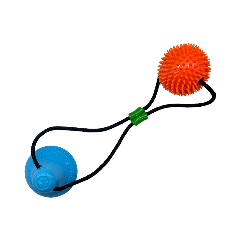 hot sale cleaning rubber chew toy ball with rope and bell tug ringing pet toys dog