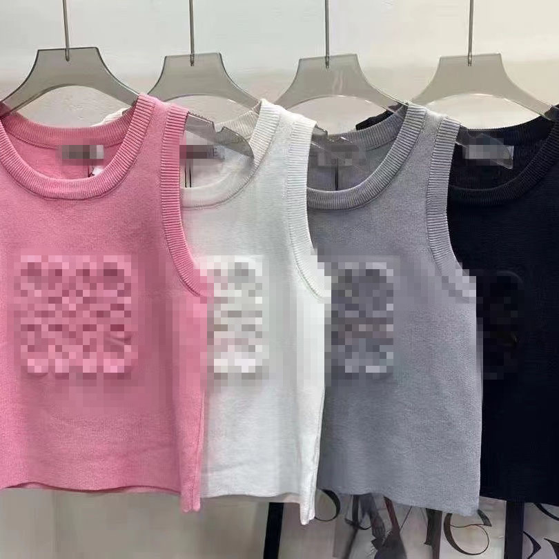 2024 Source standard suspenders new women's gravure summer foreign style top knitted short sleeveless vest base outside wearing shirt T-shirt short sleeve