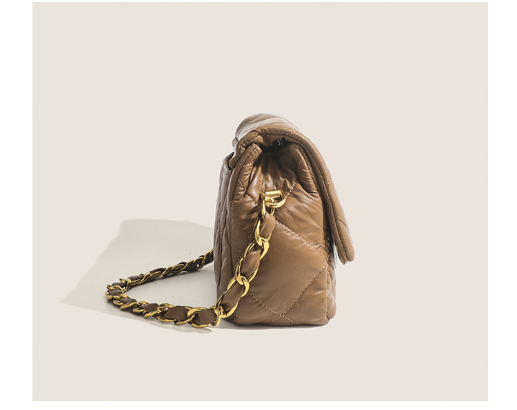 Women's Retro Simple PU All-match Argyle Cover Commuting Crossbody Shoulder Bag with Chain Strap