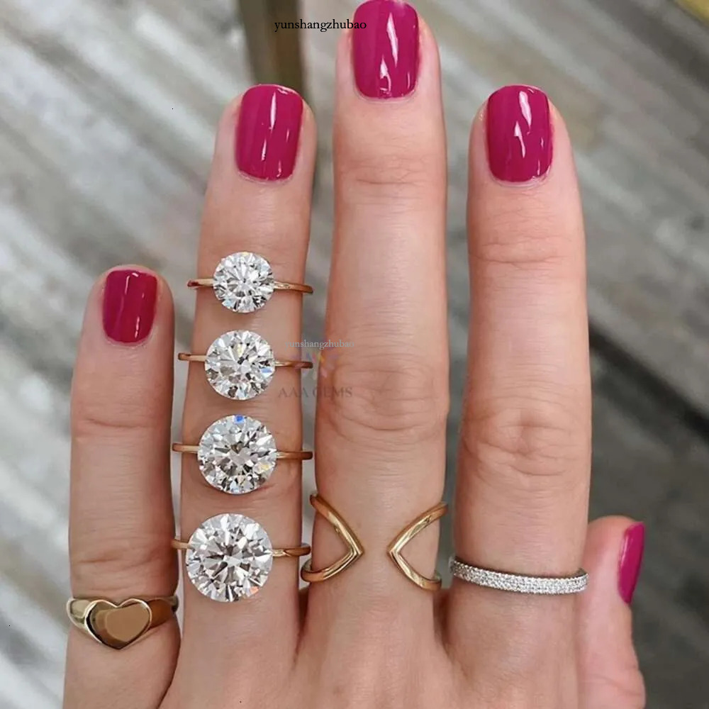 Top Sales 14K Gold Engagement Solitaire 3CT 4CT 5CT Oval Cushion Cut Wedding Band VVS Moissanite Ring for Women