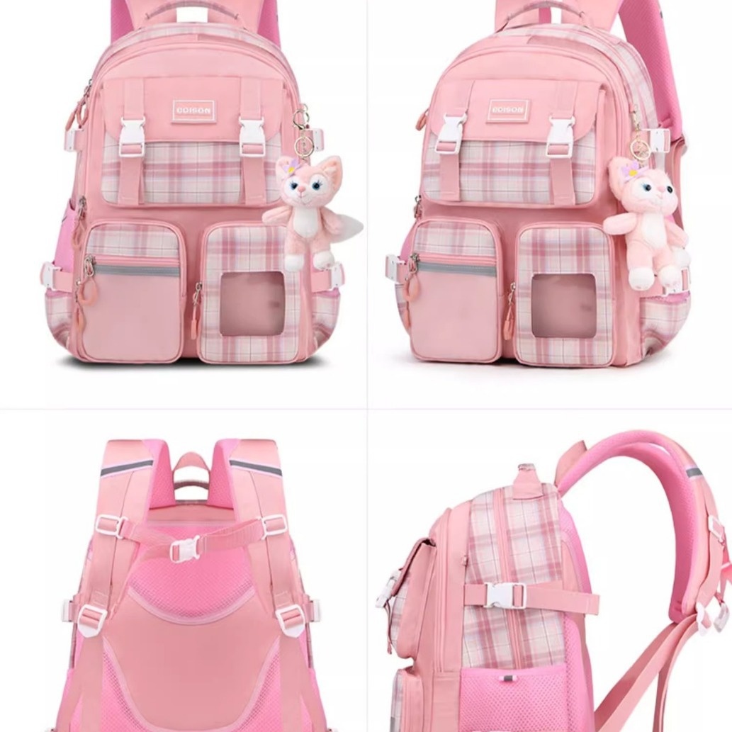 Preppy School Bag Student Backpack Nylon Cute Girl Backpack Badge Pendant Travel Bag