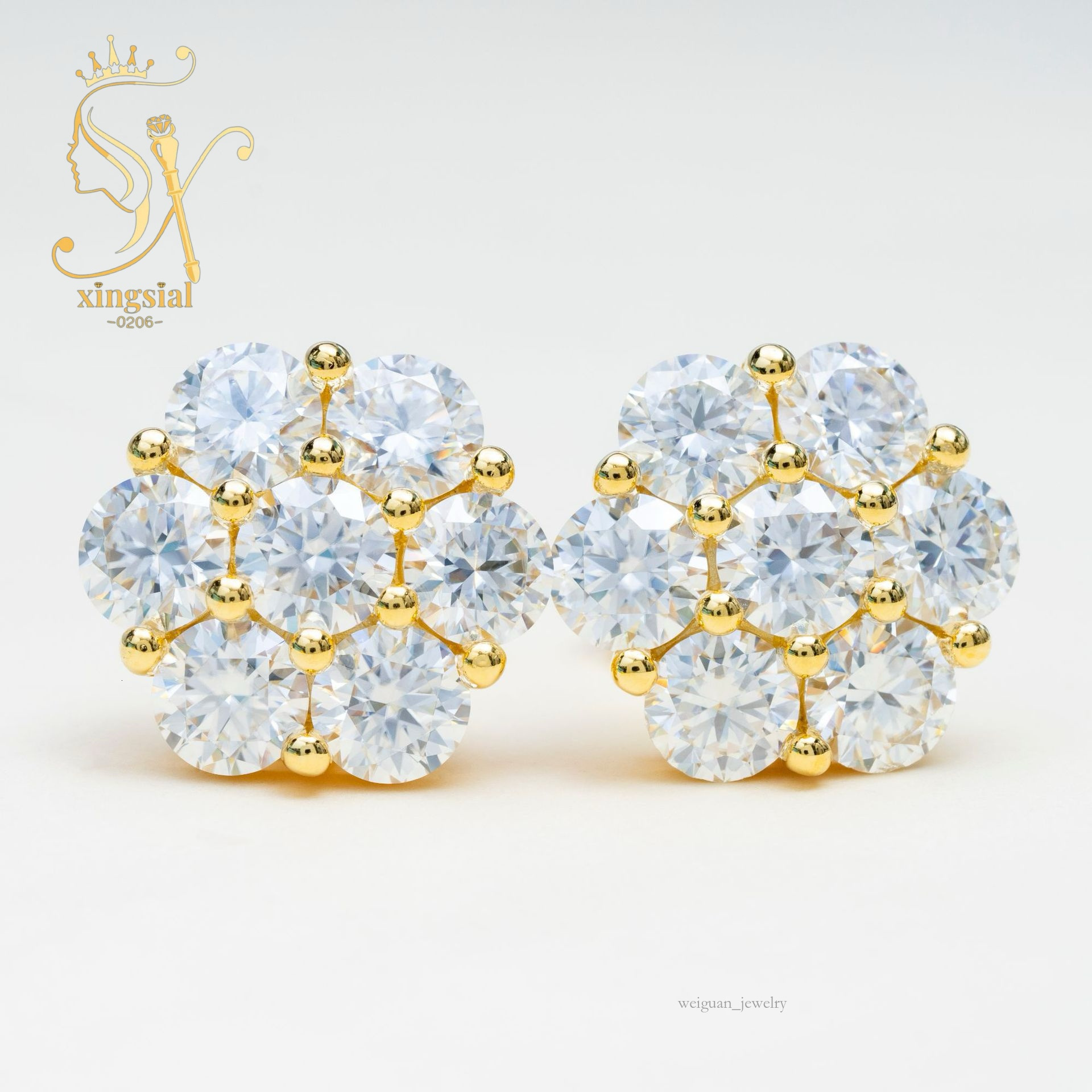 Hiphop style passed dia test wer shape round cut VVS DEF sterg sier women men moissanite earring