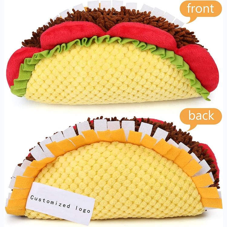Customized Plush Taco Dog Toy Pet Supplies Puppy Birthday Toys Stuffed Dog Chew Toys For Teething