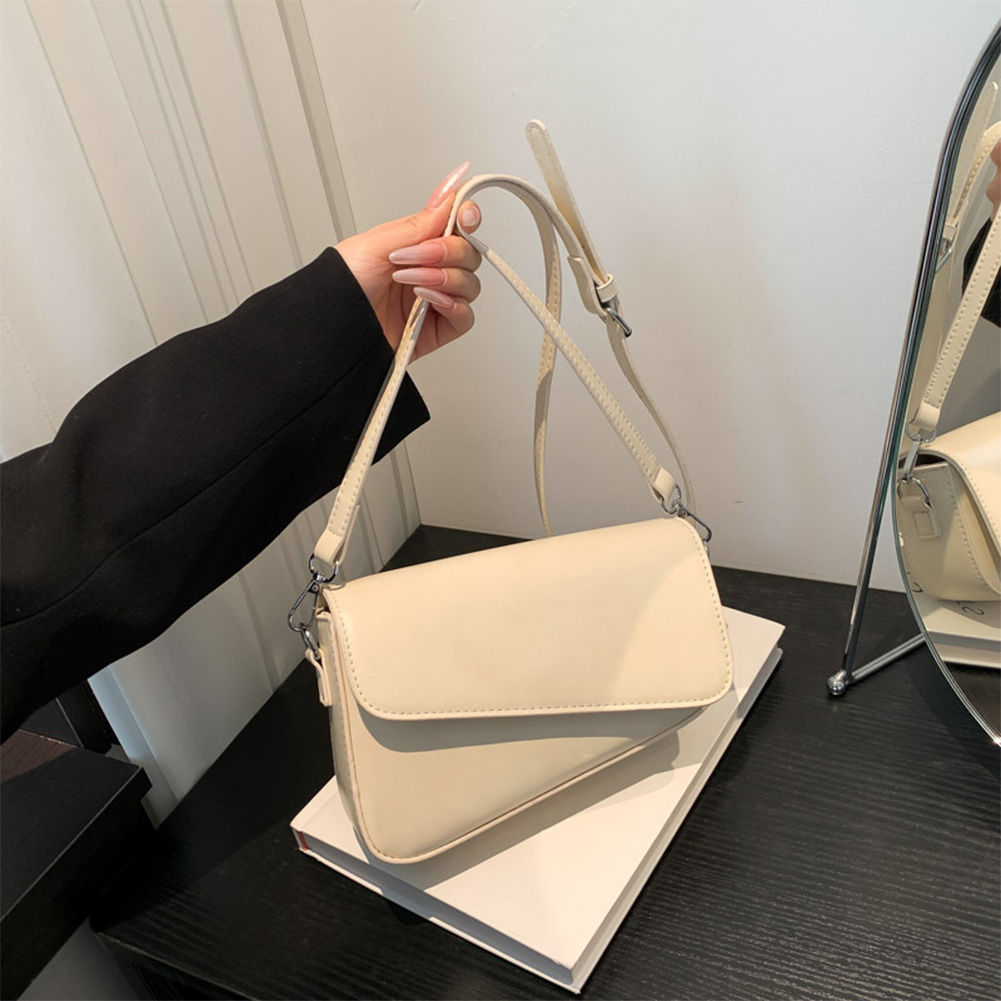 Women PU Small Square Bag Solid Color Irregular Commuting Bag All-Match Daily Satchel Bag Adjustable Strap Outdoor Travel Bag