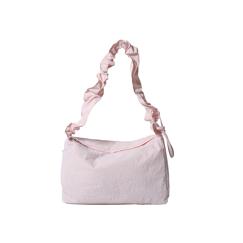 Women Shoulder Bag Ruched Nylon Crossbody Bag Solid Satchel Purse Trendy Hobo Bag for Shopping Travel