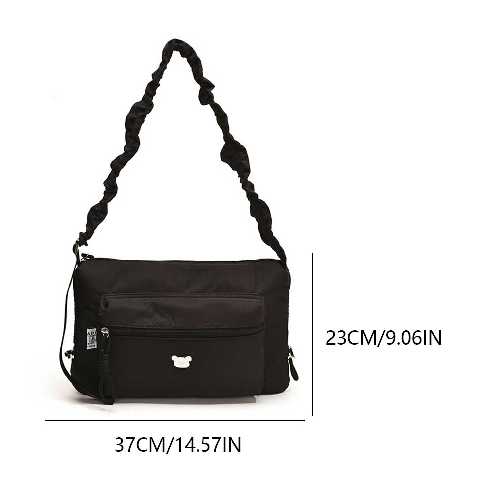 Women Puffer Shoulder Bag Puffy Crossbody Bag Large Capacity Chic Hobo Bag Pleated Strap Multi-pockets Padded Sing Bag