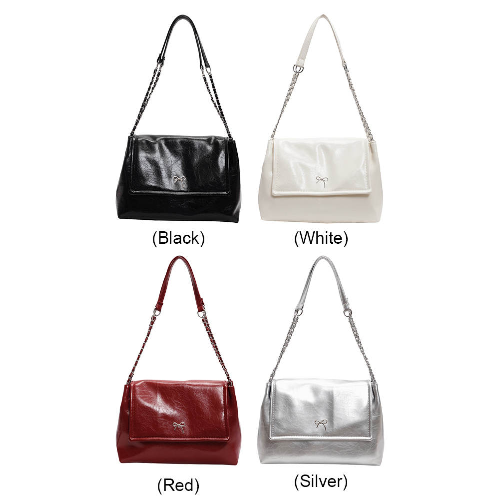 Women Trendy Tote Handbag Large Capacity PU Underarm Bag Simple Flap Bag Solid Color Elegant Shoulder Purse Outdoor Travel Bag
