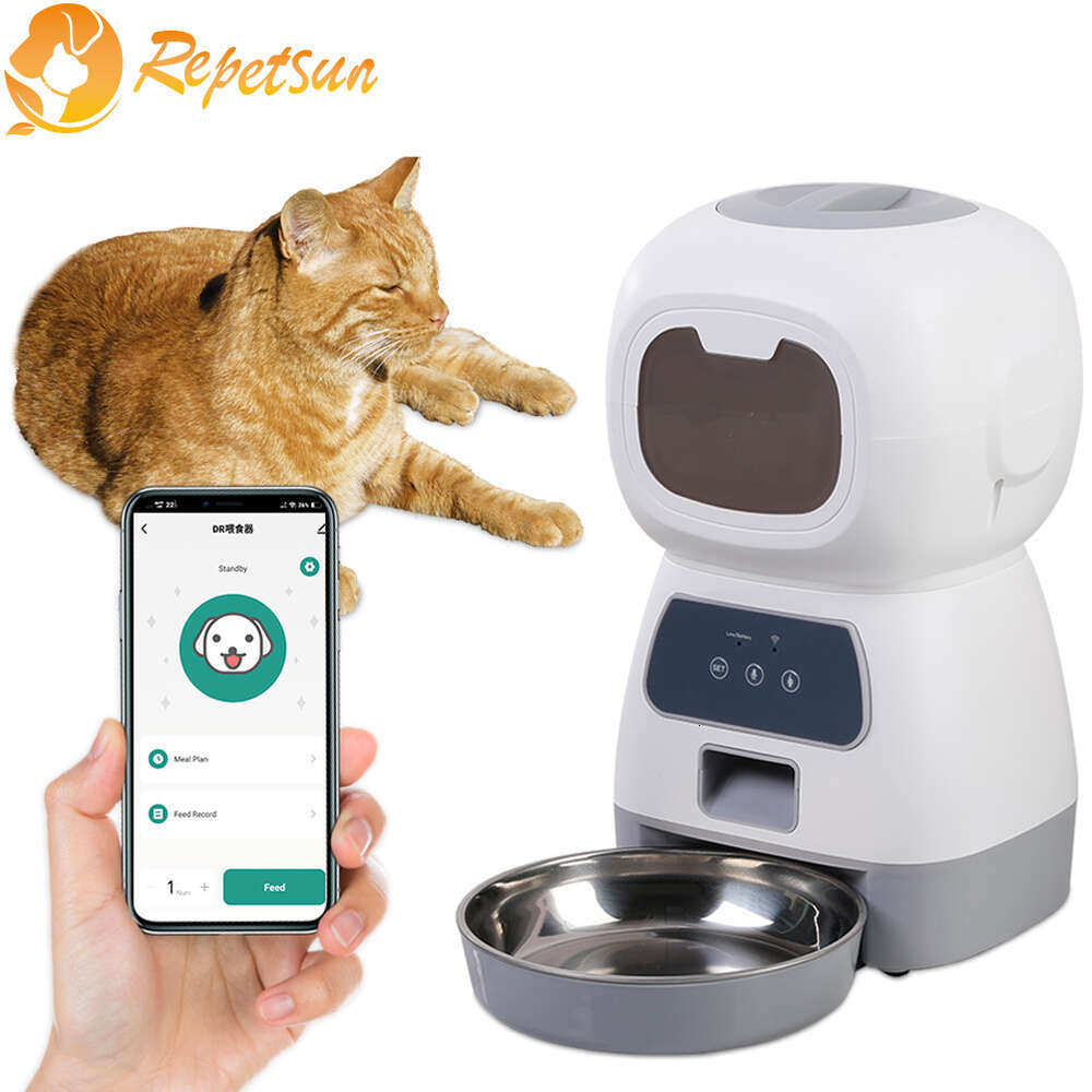 3.5L Automatic Pet For Cats WiFi Smart Swirl Slow Dog Feeder With Voice Recorder Large Capacity Timing Cat Food Dispenser
