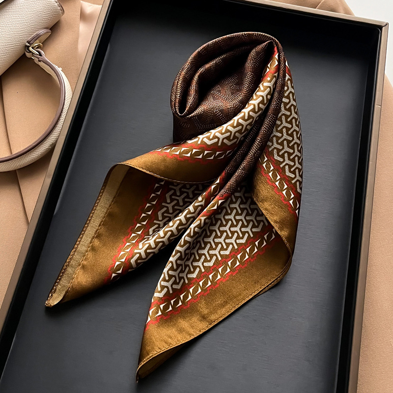 trendy winter men's paired with suit shirt short silk small square neck protection scarf