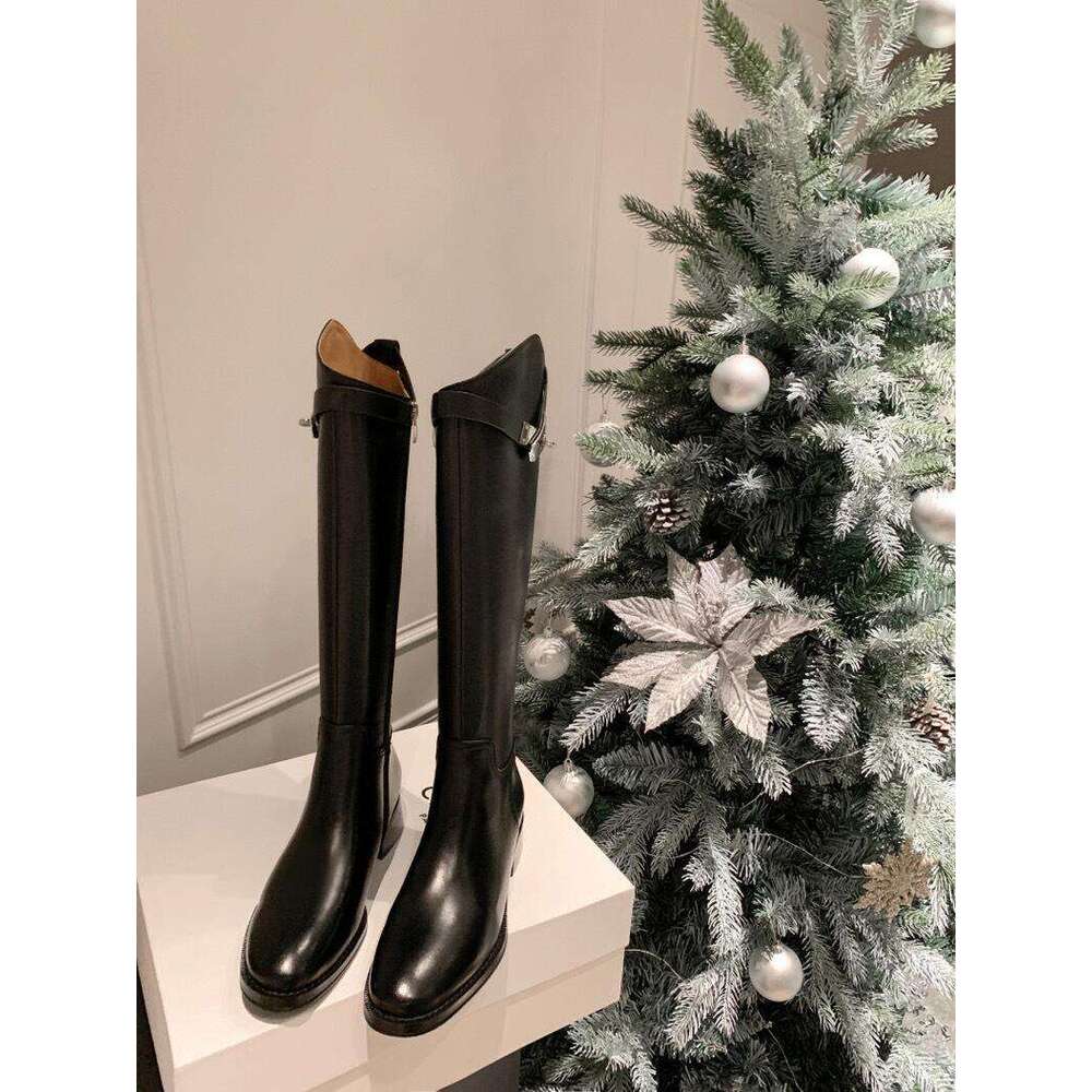 Boots Thigh High Brown Women Vintage Leather Square Heel Knee Height Buckle Boot Keep Warm Round Toe Shoes British Style 231026