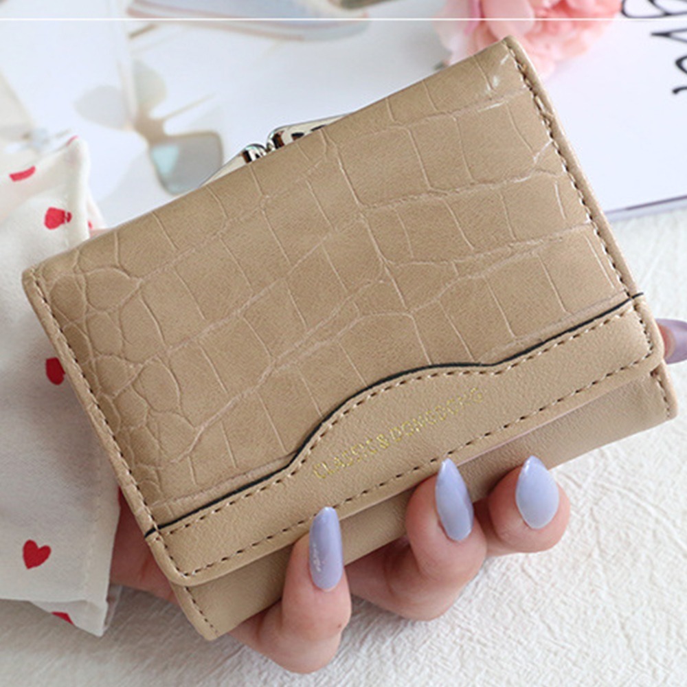 Portable PU Leather Women Wallet Multi-card Crocodile Pattern Female Short Purse Three-fold Simple Coin Purse Women