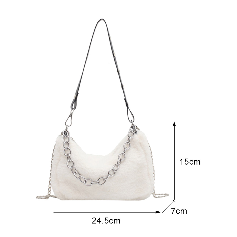 Popular Simple Female Daily Bag Fashion Female Tote Solid Plush Shoulder Messenger Bag Autumn Street Chain Purse