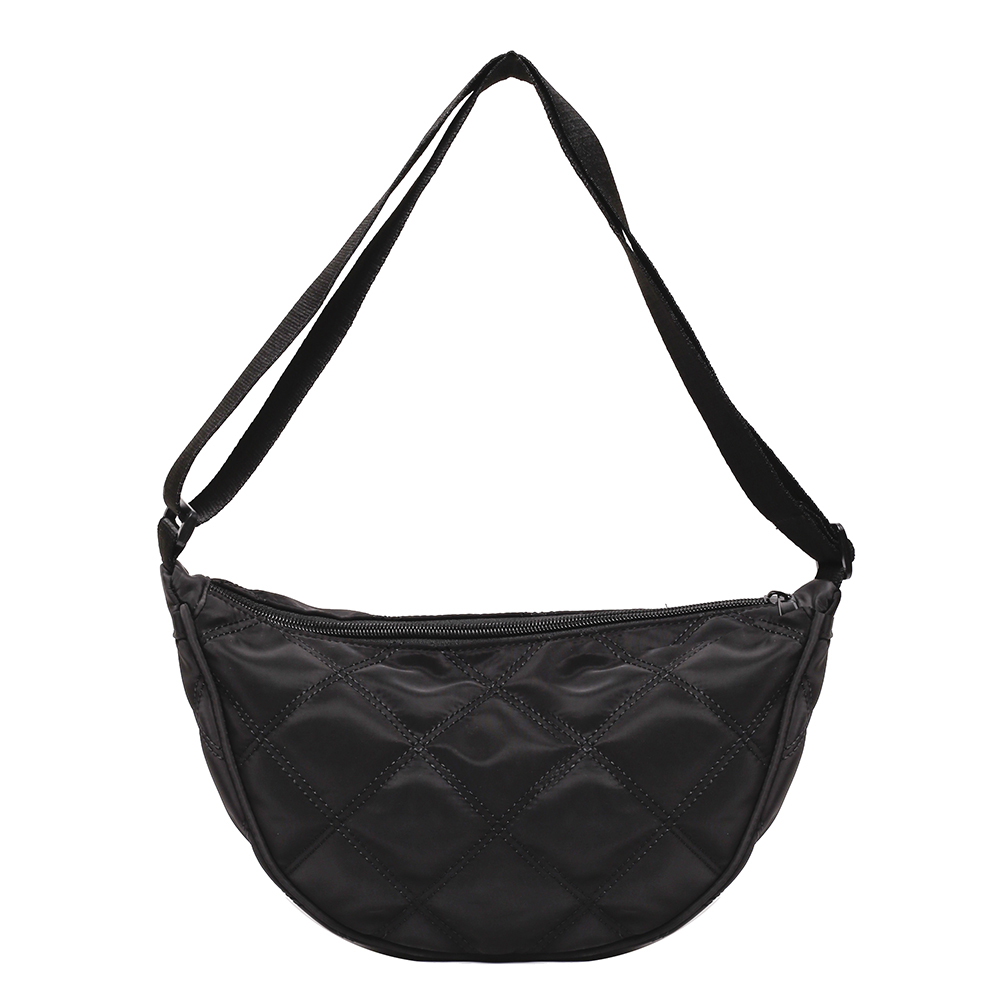 Women Half Moon Bag Lightweight Quilted Shoulder Purse Adjustable Strap Padded Crossbody Bag Versatile Winter Shopper Bag