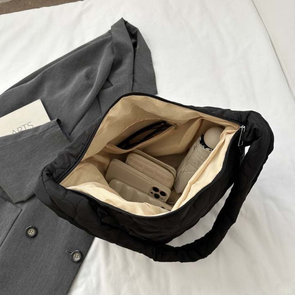 Solid Color Cloud Bubble Shoulder Bag Handbag Zipper Space Cotton Underarm Bag Shopping Bag Stroge Bag Flower Message Bag