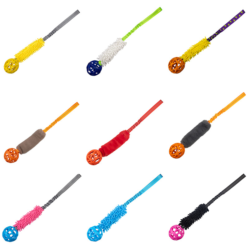 COSTOM Manufacturer wholesale dog mop toy pet squeaky lint bite toy pull barbell dog toy