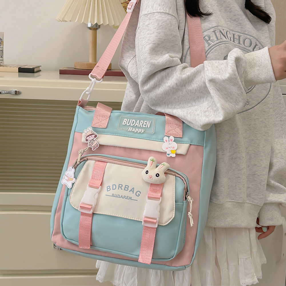 Cute Shoulder Bag Chic Nylon Hobo Bag Large Capacity Casual Messenger Bag Adjustable Strap Trendy Satchel Bag School Book Bag
