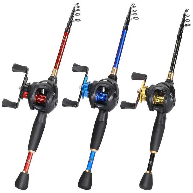 Sougayilang 1.8-2.4m Tescopic Fishing Combination Caen Fiber Rod and 7.2 1 Gear Ratio Fishing Scroll with Fish Hook and Bait Line Kit W241108