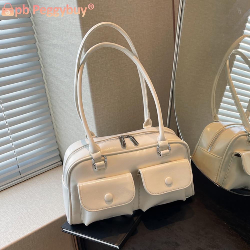 Women Satchel Hobo Bag Multi Pocket Pu Leather Boston Tote Bag Solid Crossbody Bag Underarm Bag Travel Commuter Bag