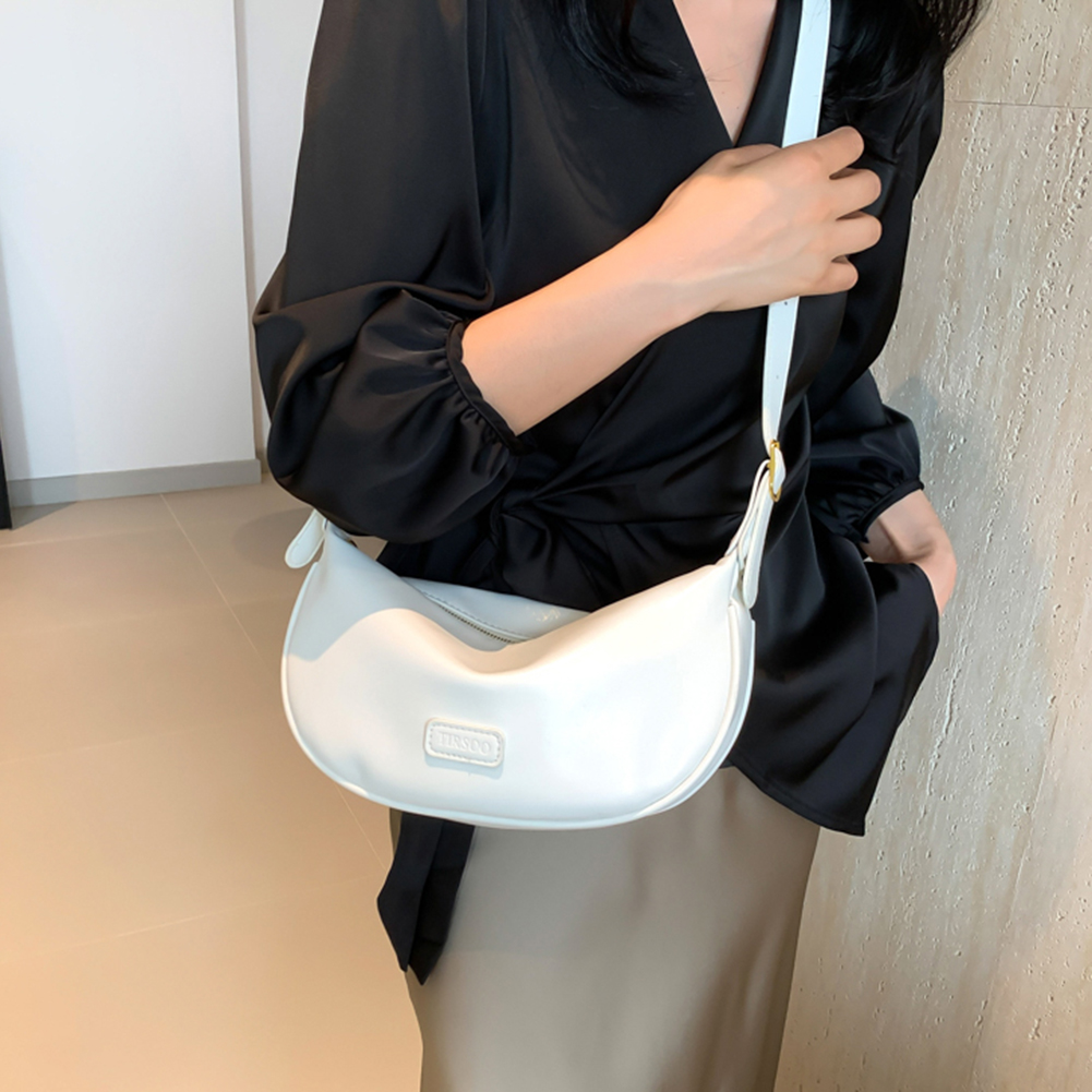 Women Crescent Shoulder Bag Solid Color Dumpling Crossbody Bag Adjustable Strap Half Moon Everyday Purse Ladies Daily Bag