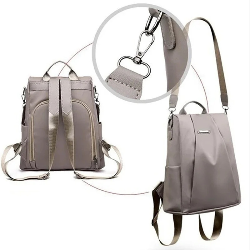 Women's Bag - Nylon Ladies Backpack with hot Detachable Strap for Travel & School
