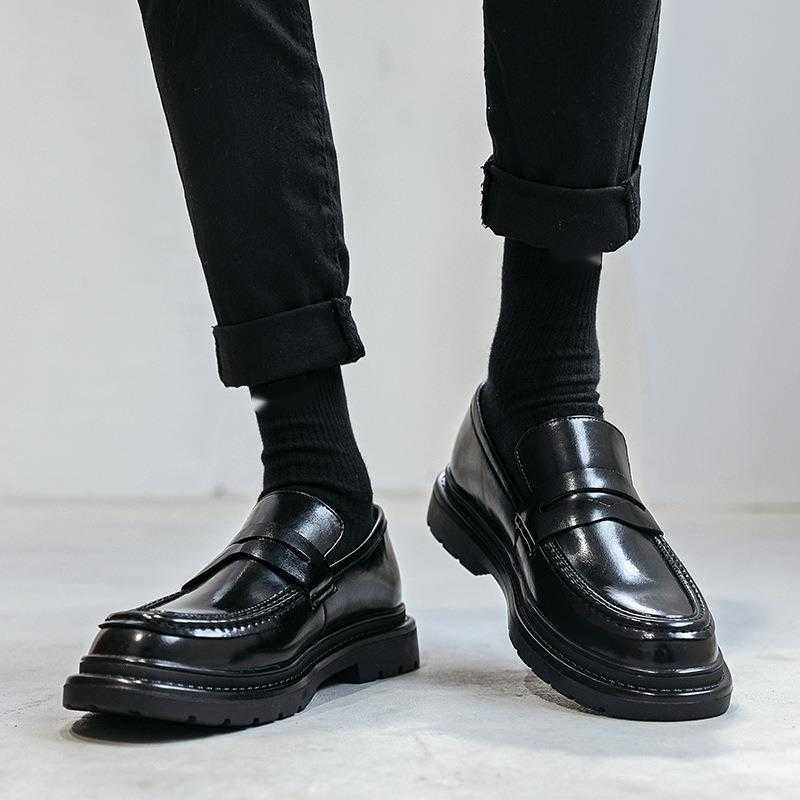 Men Dress Shoes Spring Autumn Casual Mens Shoes New Bean Shoes Mens One Step Leather Shoes Le Fu Shoes Trendy 241009