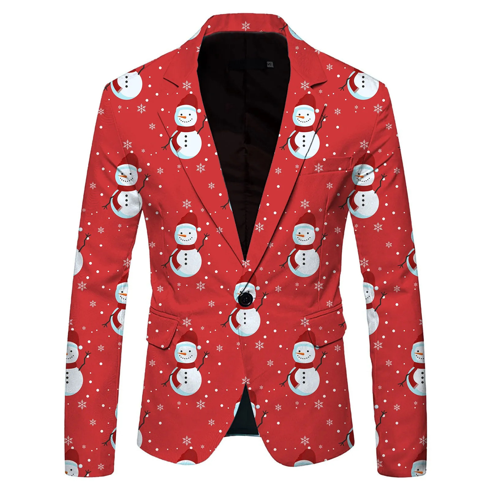 Mens Blazers Christmas Cartoon Santa Snowman Printed Loose Single Breasted Lapel Casual Party Fashion Suit Jacket Male Tops 241108