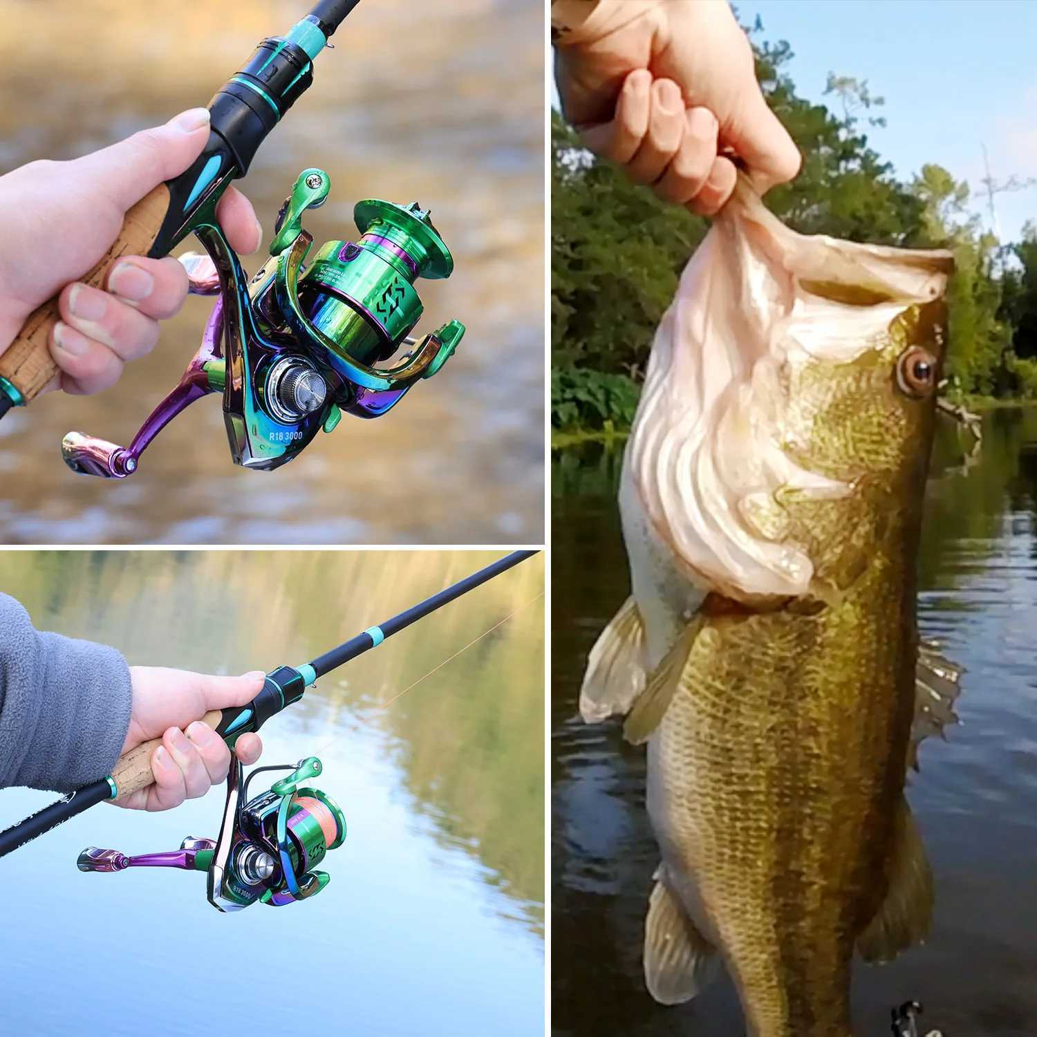 Sougayilang fishing rod and reel combination kit Caen fiber 1.8/2.1m fishing rod and 5.0 1 freshwater fishing gear ratio kit W241108