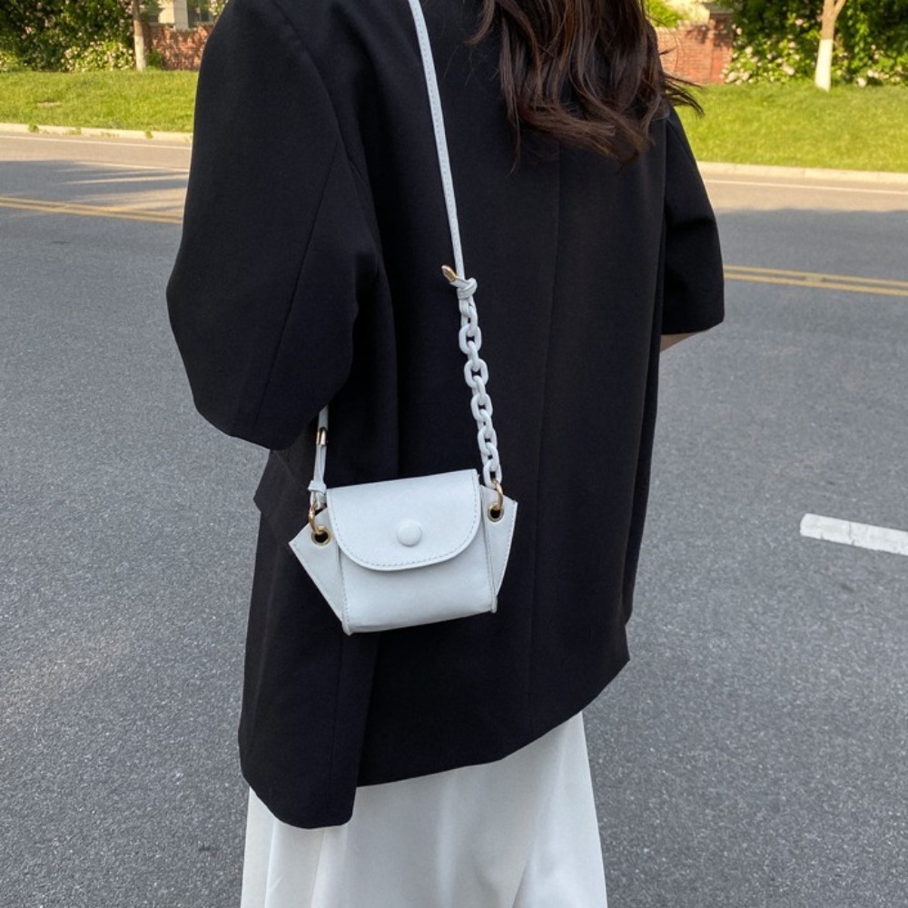 Portable Square Mini Handbag Solid Color Fashion Chain Crossbody Bag All-match Cute Crossbody Sling Bag Outdoor