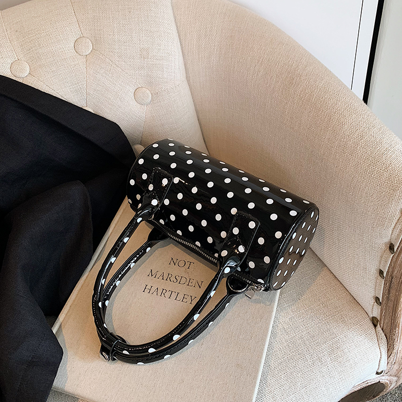 Crossbody Bag for Women Polka Dot Mini Top Handle Purse PU Leather Barrel Shape Cute Handbag Adjustable Strap Clutch Purse