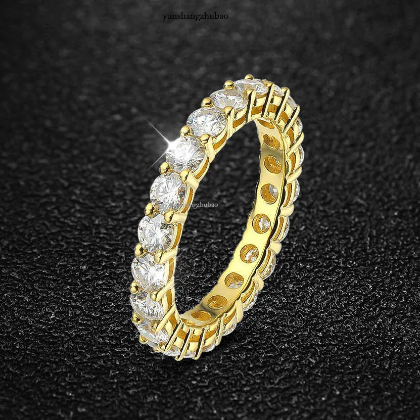 Band 22 Ct Full Moissanite Row For Women Sterg Sier D White Gold Dia Rings Eternity Wedding Fine Jewelry