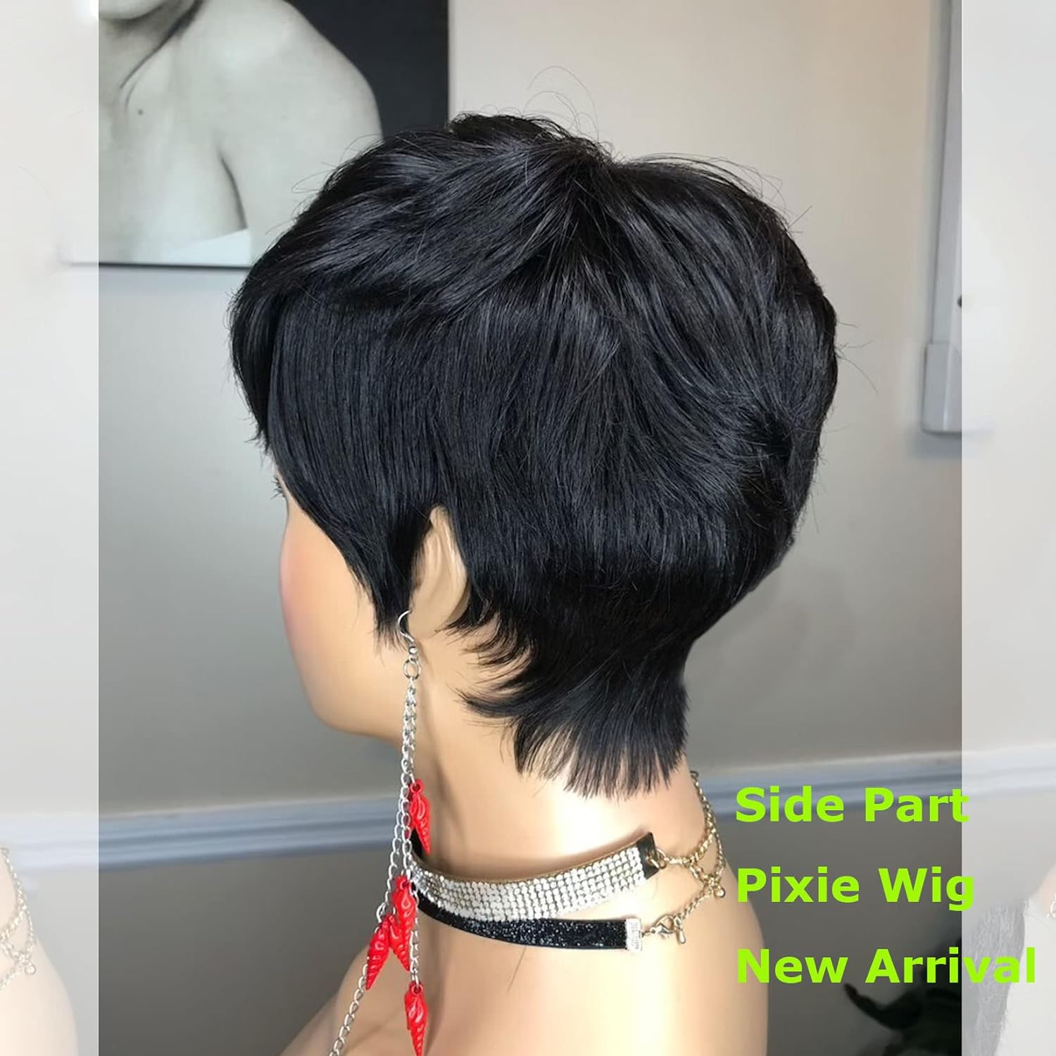 Wigs lace front Human Hair Short Cut Bob Wig Brazilian Human Hair Wigs Side Part Pixie HairCut Wigs Glueless none lace Wigs 2pcs/lot