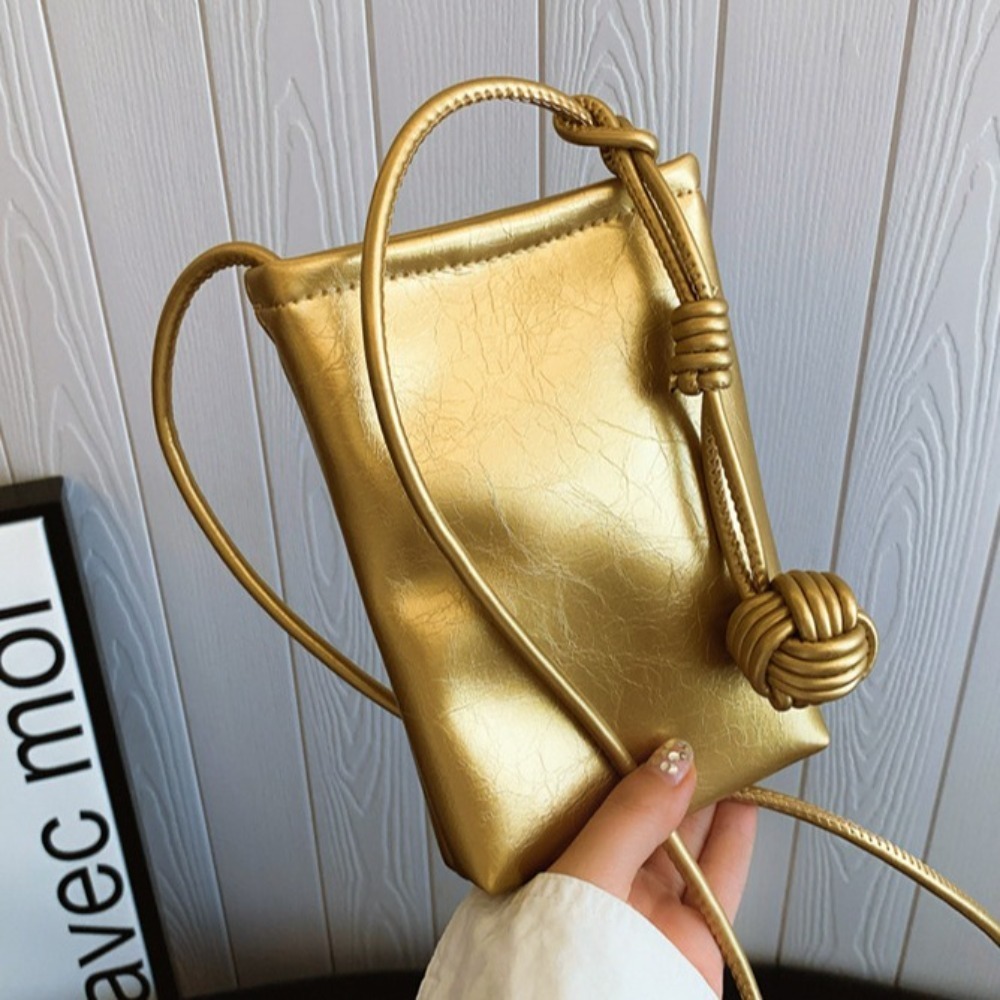 Pu Leather Mobile Phone Bag Bright Surface Korean Style Single Shoulder Bag Single Shoulder Luxury Crossbody Phone Bag Women