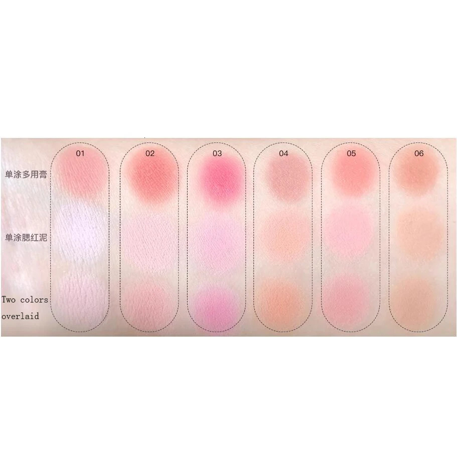FLORTTE powder blusher makeup Korean two-color face cream powder blusher for cheeks Multi purpose waterproof durable face cream palette 241107