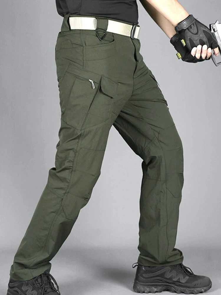 Quick drying pants for mens tactical pants ultra-thin breathable military fan pants training pants outdoor work pants LX241107