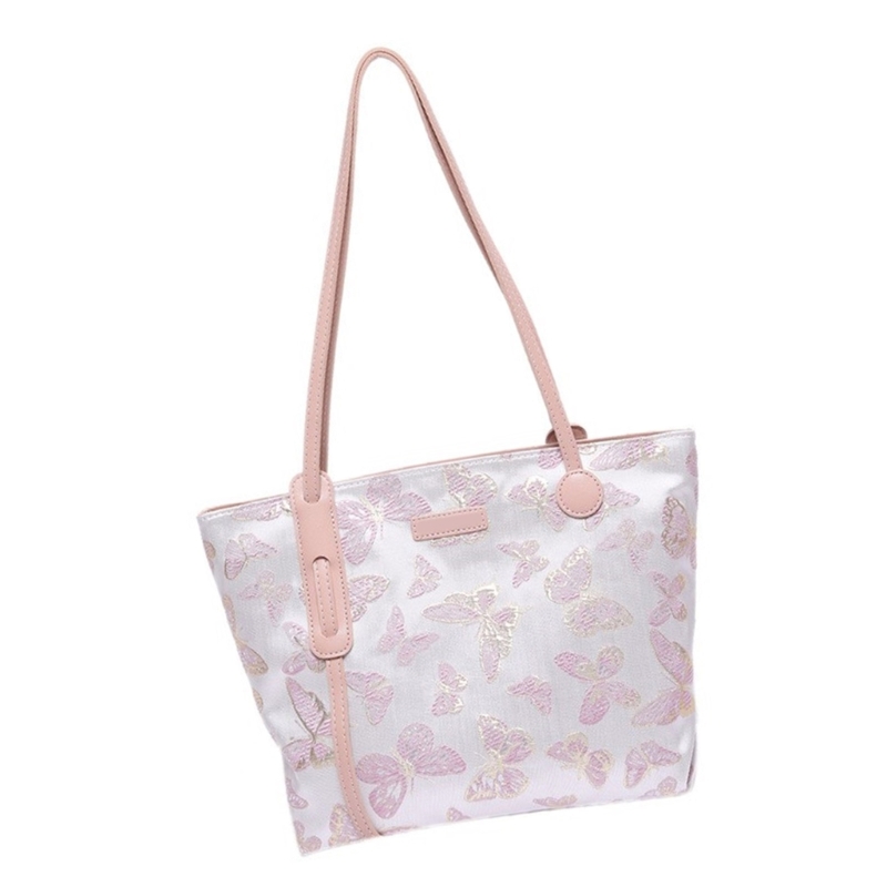 Embroidered Butterfly Canvas Top Handle Bag for Women Shoulder Bags Handbag Dropship