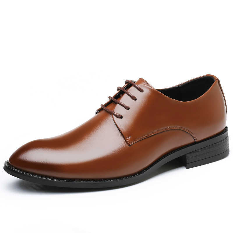 Mens Breathable Leather Shoes Formal Business Shoes Pointed Lace Up Flat Bottom Wedding Shoes Mens Plus Size