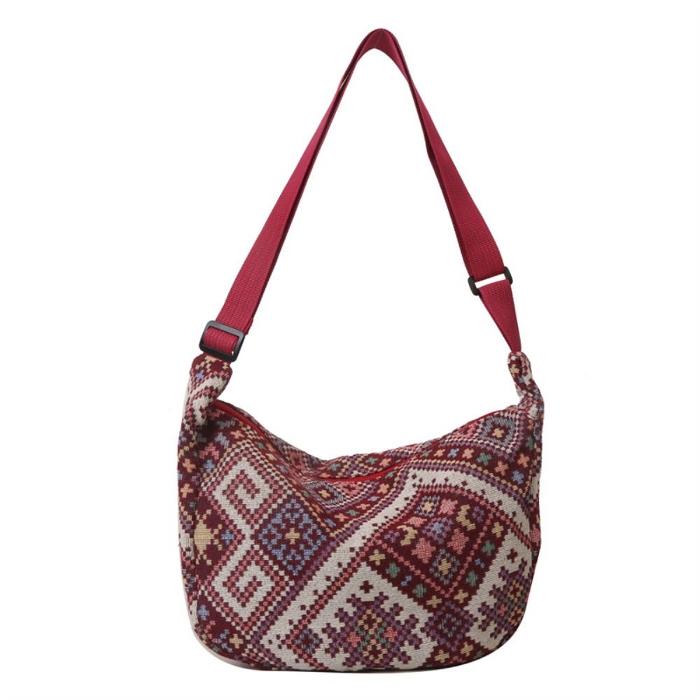 Large Capacity Ethnic Style Shoulder Bag Bohemian Korean Style Canvas Crossbody Bag Phone Bag Small Square Bag