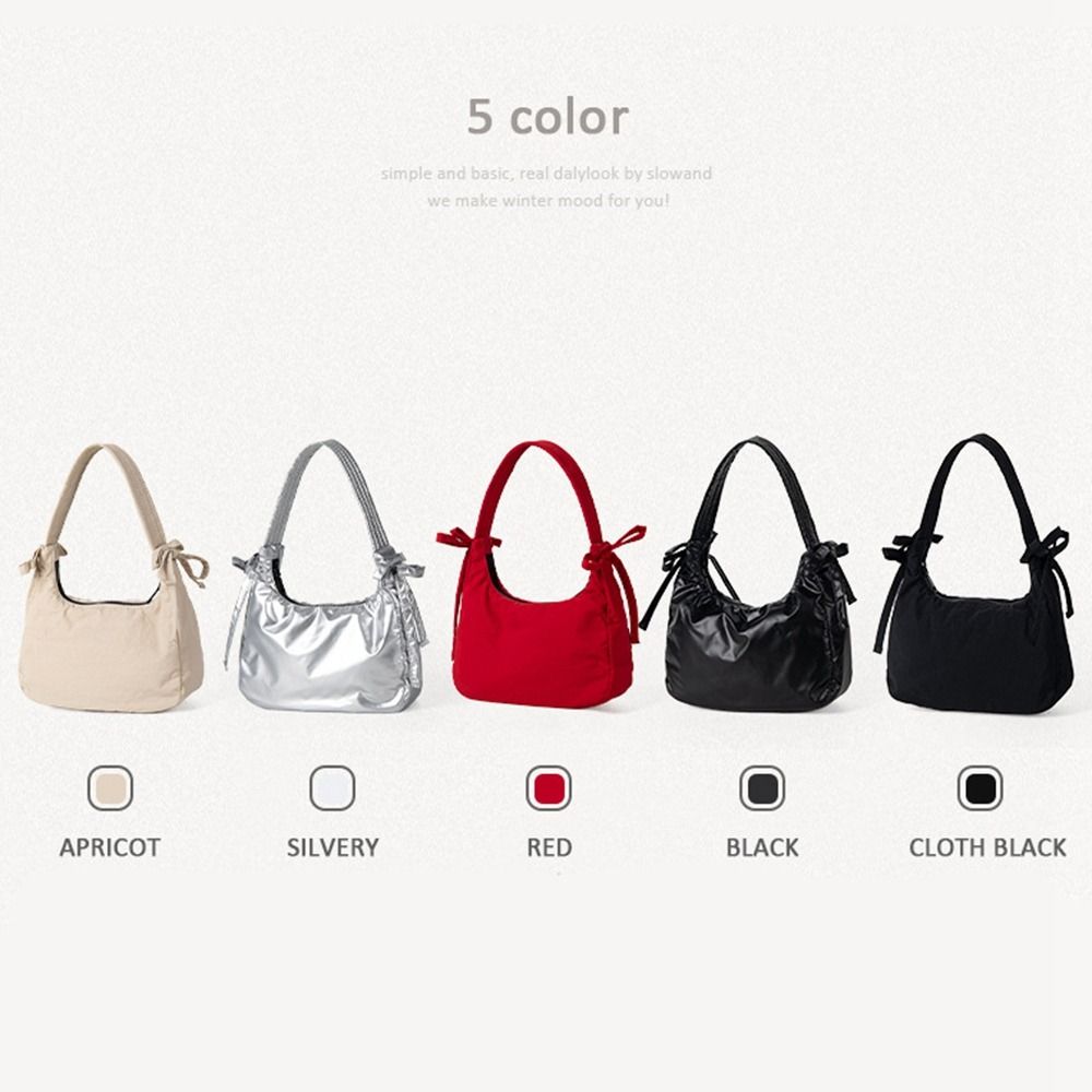 Versatile Korean Style Nylon Bow Underarm Bag Bowknot Purse Oxford Cloth Shoulder Bag Simple All-match Handbag Girls